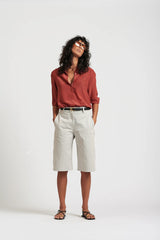 Le Dot Lightweight Silk Shirt in Rhubarb by Le Stripe