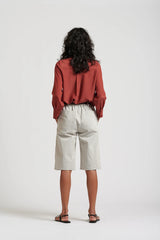 Le Dot Lightweight Silk Shirt in Rhubarb by Le Stripe