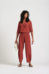 Le Dot Lightweight Silk Shirt in Rhubarb by Le Stripe