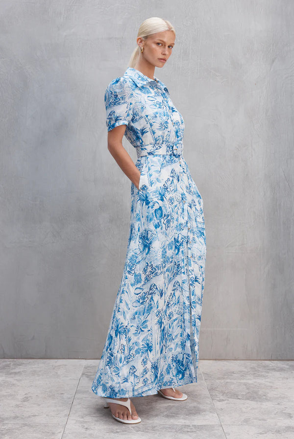 ALY SHIRT DRESS in Blue Floral from Sofia Irina