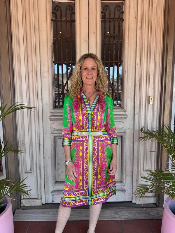 Lola Australia Mary Silk Midi Dress in Aria Emerald