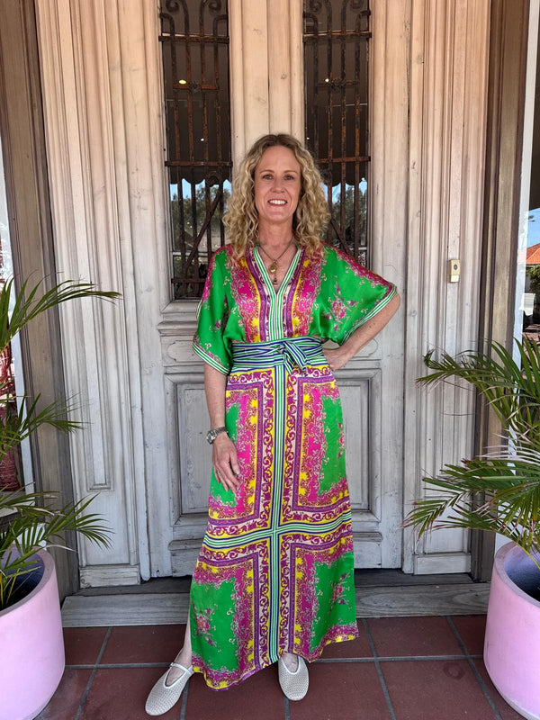 Lola Australia Norman Silk Maxi Dress in Aria Emerald