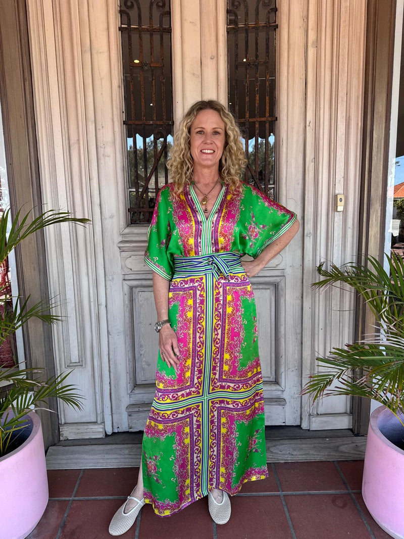 Lola Australia Norman Silk Maxi Dress in Aria Emerald