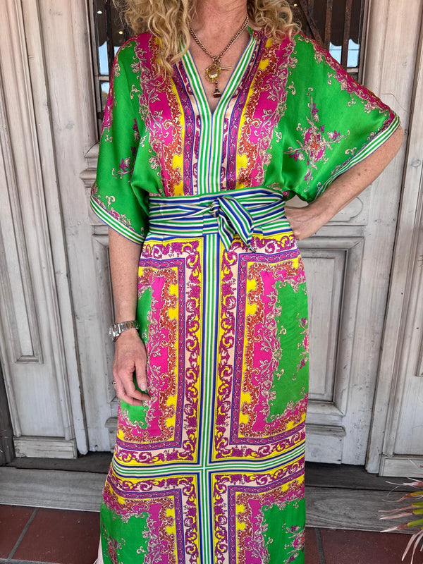 Lola Australia Norman Silk Maxi Dress in Aria Emerald