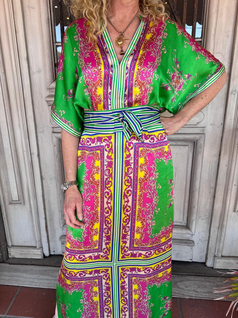 Lola Australia Norman Silk Maxi Dress in Aria Emerald