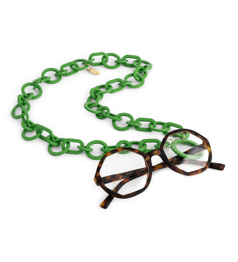ROUND GLASSES CHAIN in KELLY GREEN by Looplabb