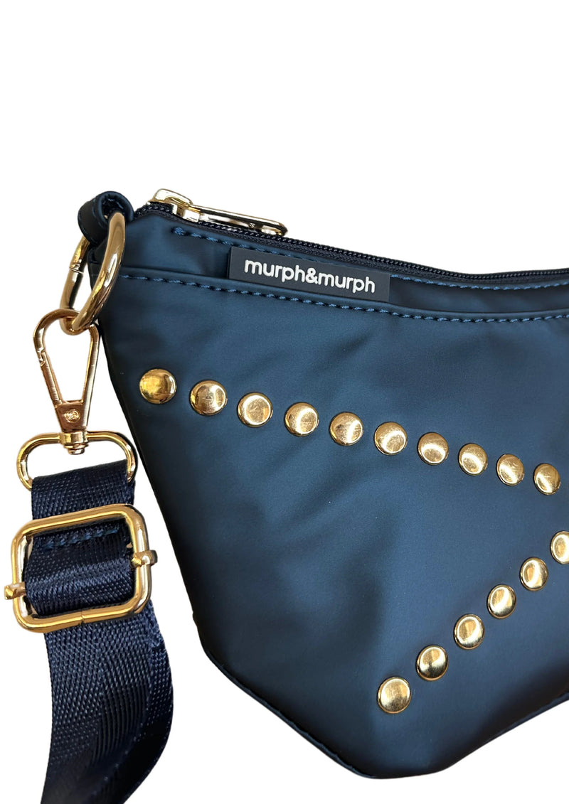 Murph and Murph Cove Petite Crossbody  in navy with gold studs