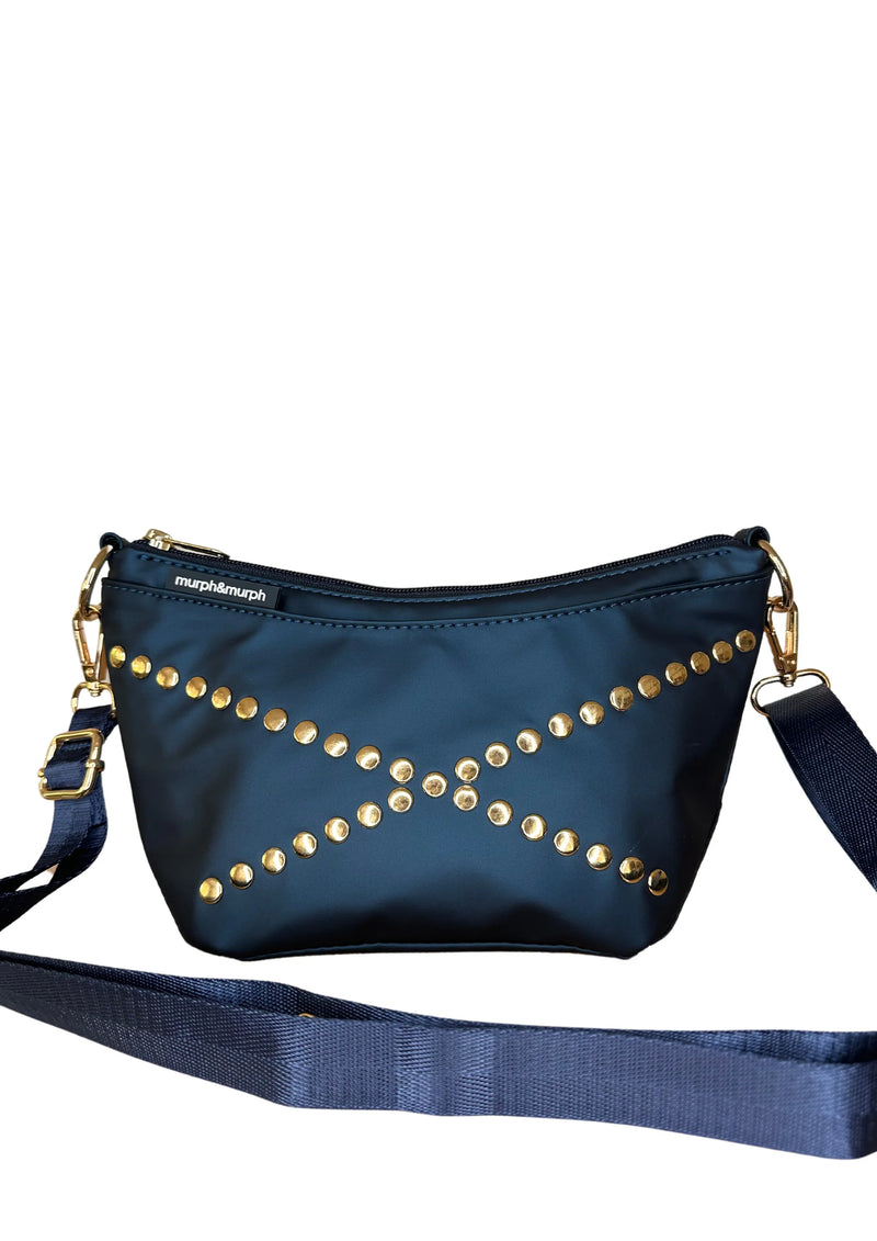 Murph and Murph Cove Petite Crossbody  in navy with gold studs