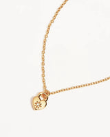 CRYSTAL LOTUS HEART PADLOCK NECKLACE in 18k Gold Vermeil from By Charlotte