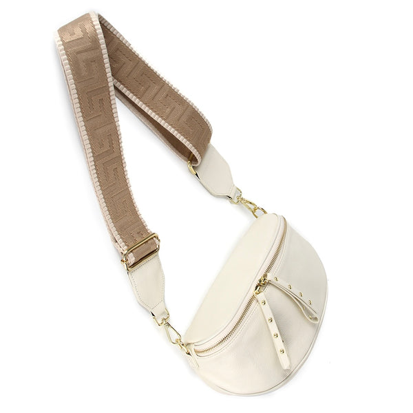 Obsessed Leather Crossbody Bag in Off White