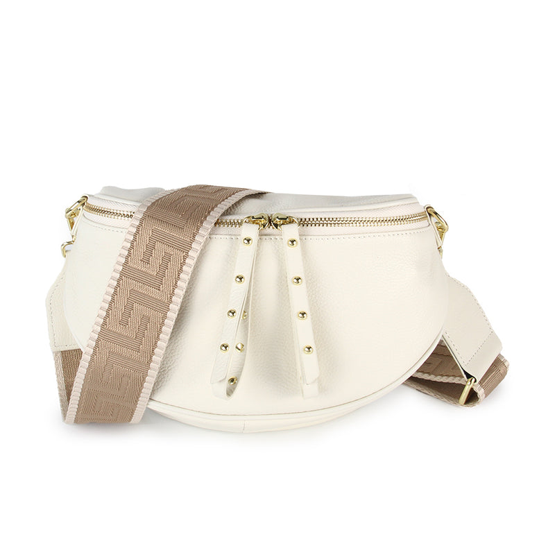 Obsessed Leather Crossbody Bag in Off White