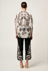 OLEANDER COTTON SILK SHIRT in exclusive print Imperial Stone from Once Was