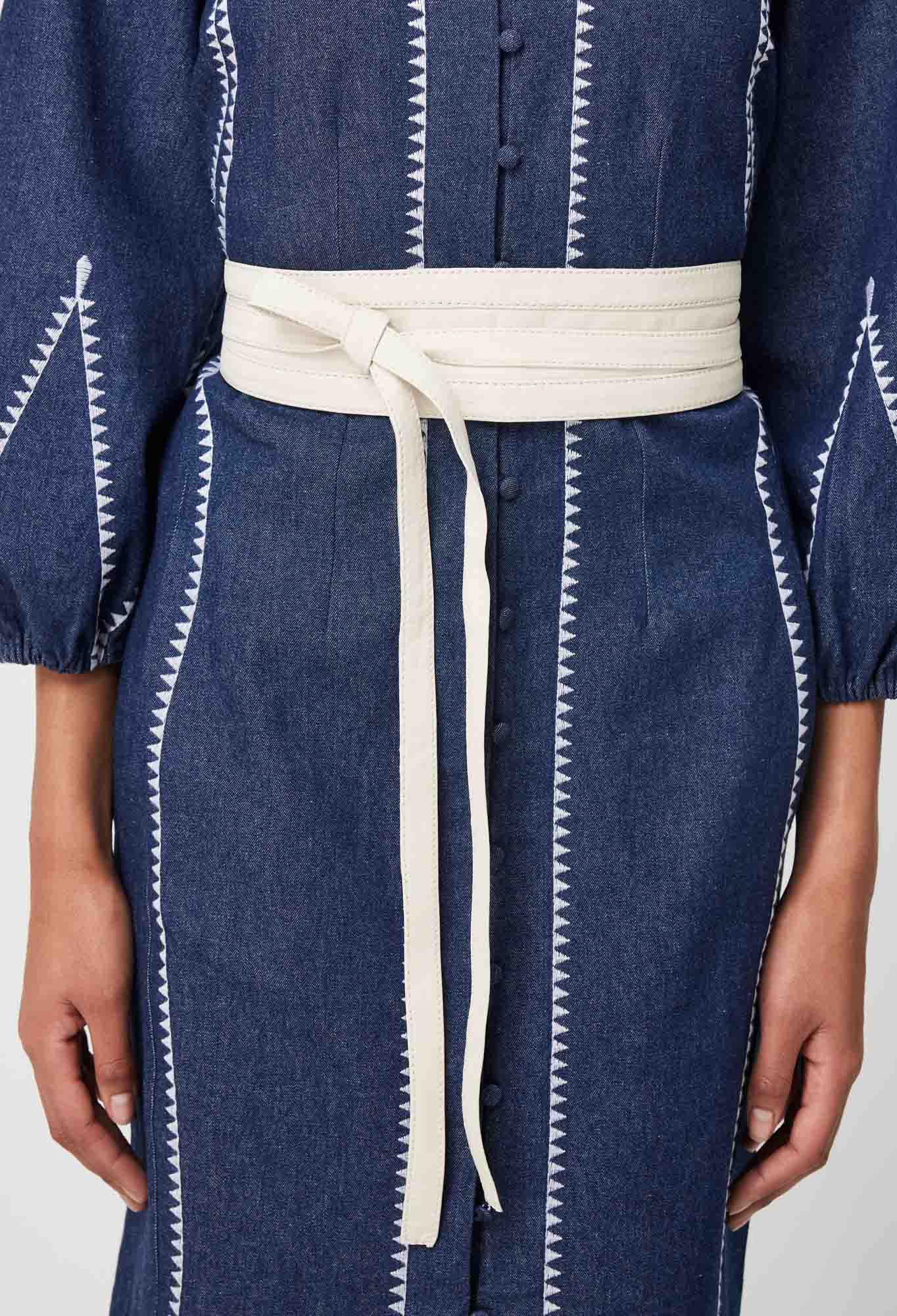 Milton Leather Wrap Belt in Ivory by Oncewas