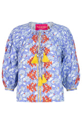 LILA PRINT BLOUSE in Orange Embr by Place de Soleil