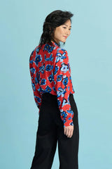 POM BLOUSE in Mila Flower Glory Red from POM Amsterdam at Darling & Domain