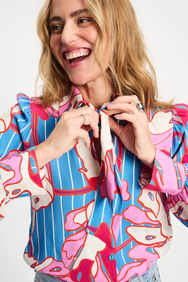 POM BLOUSE in Urban Flora Stripe from POM Amsterdam