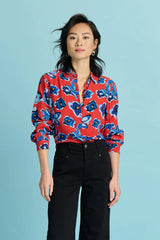 POM BLOUSE in Mila Flower Glory Red from POM Amsterdam at Darling & Domain