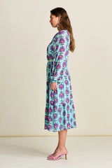 POM DRESS in Georgie Flower Aqua from POM Amsterdam