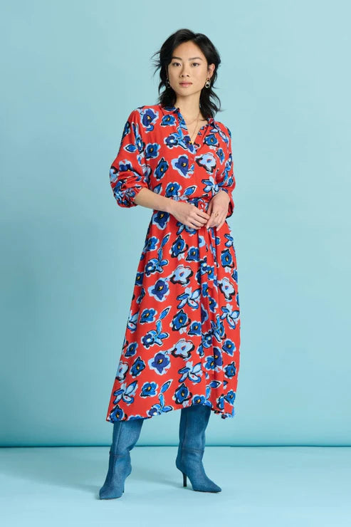 POM DRESS in Flower Glory Red from POM Amsterdam at Darling & Domain