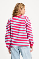 POM LONG SLEEVE in Stripped Bright Rose Blue from POM Amsterdam
