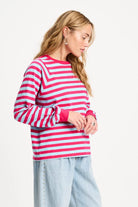 POM LONG SLEEVE in Stripped Bright Rose Blue from POM Amsterdam