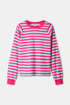 POM LONG SLEEVE in Stripped Bright Rose Blue from POM Amsterdam