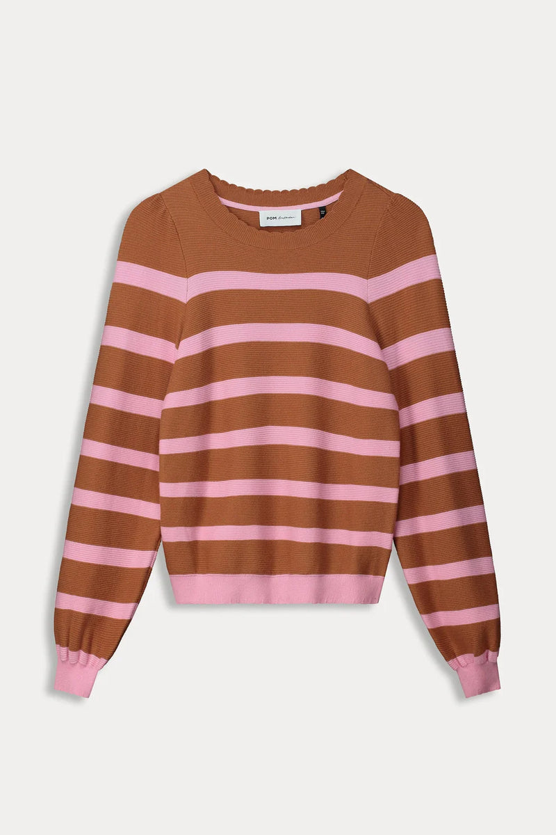 Pom Amsterdam Pullover in striped sugar brown