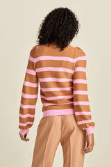 Pom Amsterdam Pullover in striped sugar brown