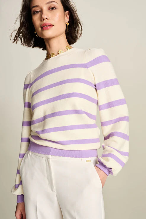 POM PULLOVER KNIT in Striped Purple from POM Amsterdam