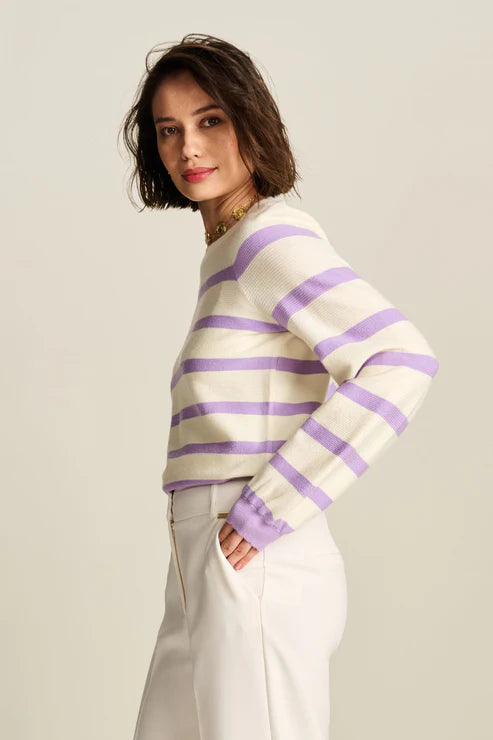 POM PULLOVER KNIT in Striped Purple from POM Amsterdam