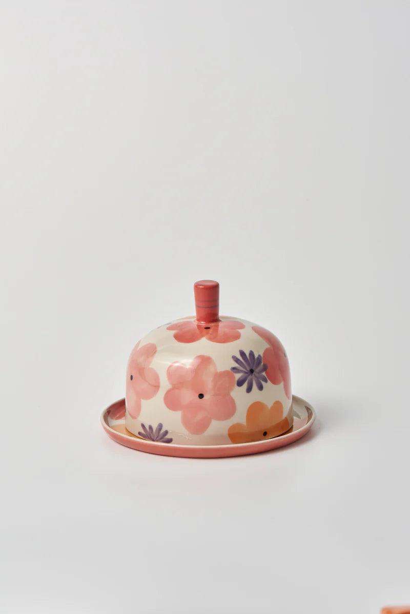 DITSY BUTTER DISH in Pink by Jones & Co