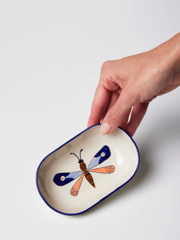 MOTH PARTY DISH in Blue by Jones & Co