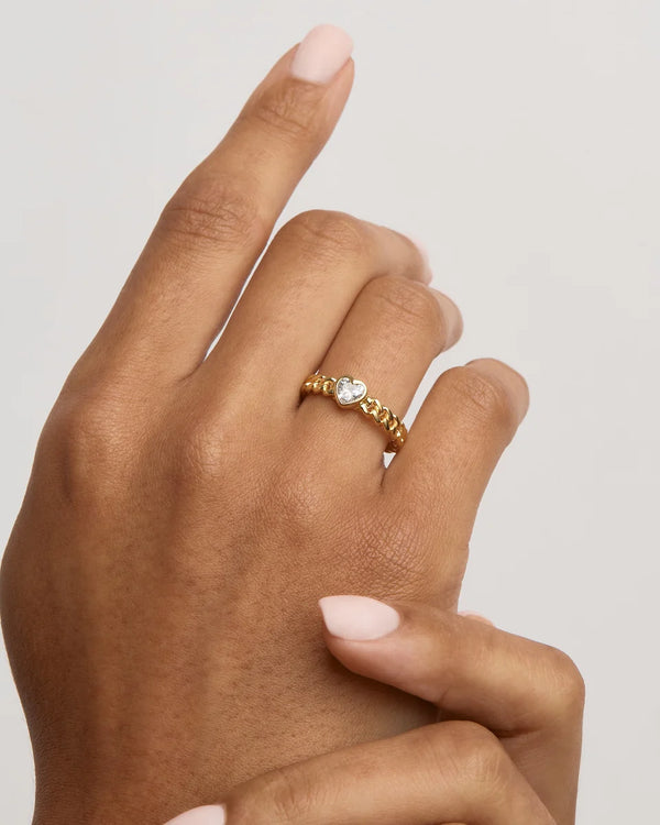 RADIANT HEART ENGRAVABLE RING in 18K Gold Vermeil from By Charlotte