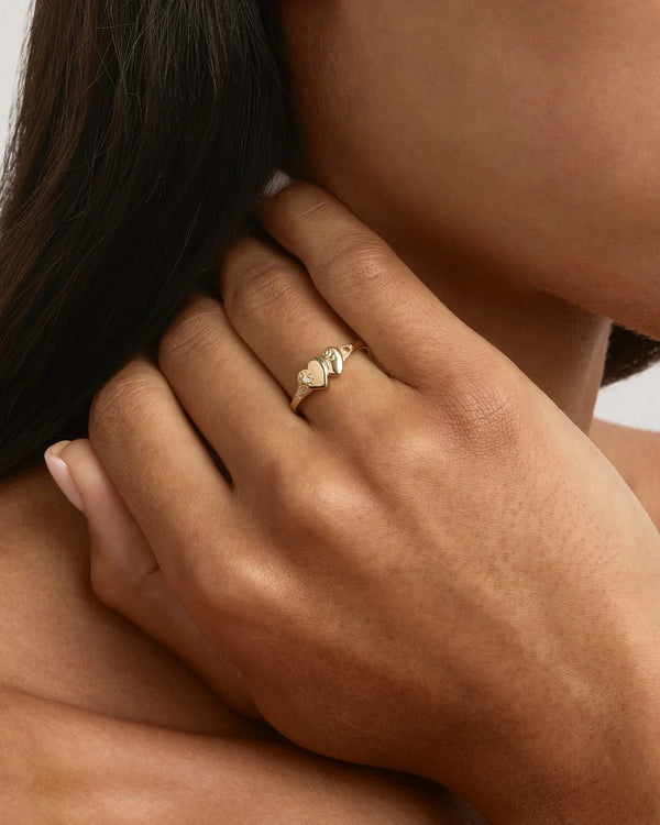 FOREVER INTERTWINED HEART SIGNET RING in 18K Gold Vermeil from By Charlotte