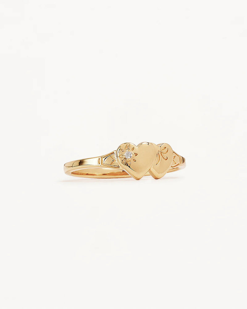 FOREVER INTERTWINED HEART SIGNET RING in 18K Gold Vermeil from By Charlotte