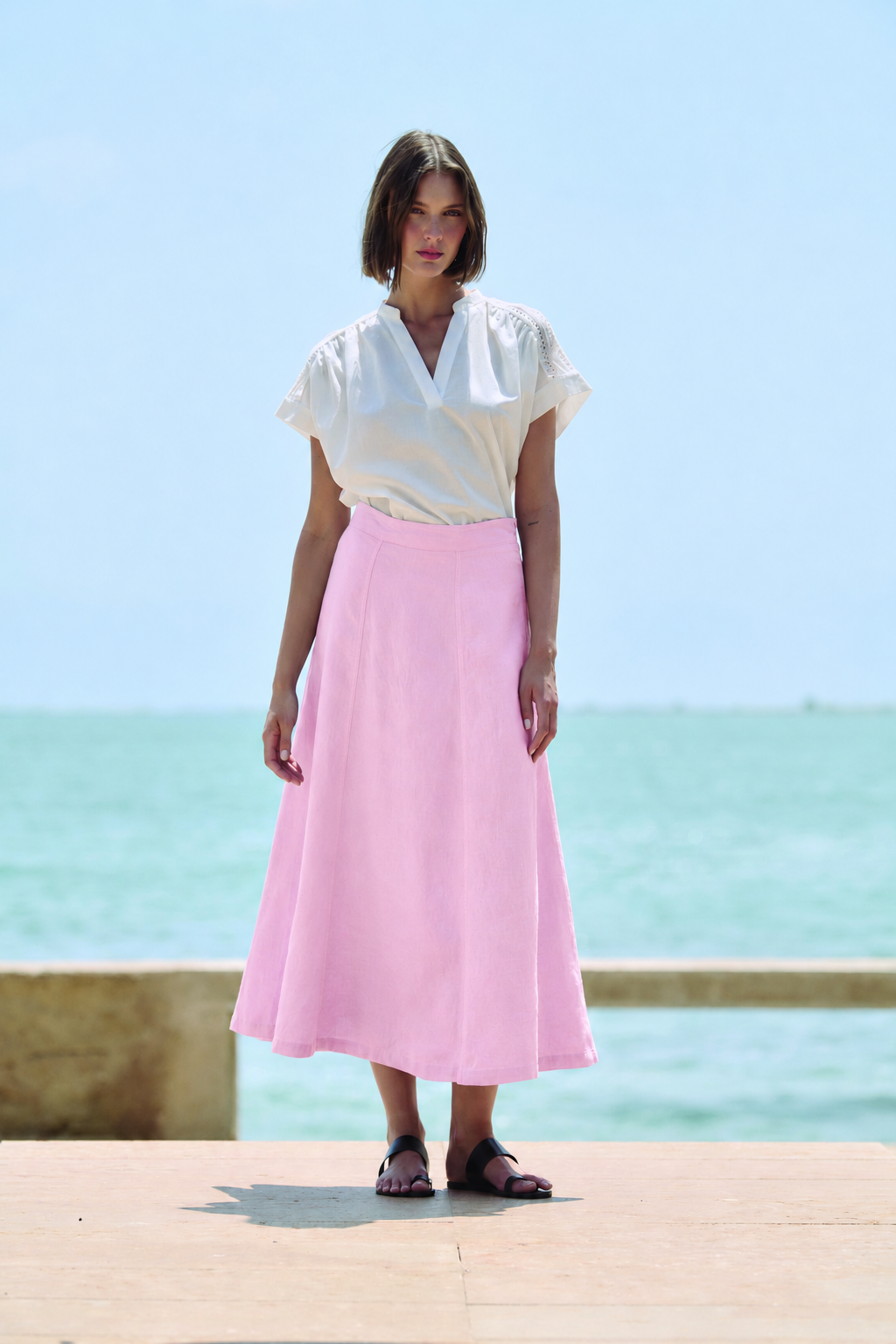 LINEN SKIRT in Pink Prett by Sita Murt