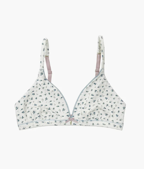 COTTON TRIANGLE LACE BRA in Ditsy Floral by teysha