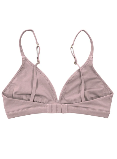 COTTON TRIANGLE LACE BRA in Dusty Pink by teysha