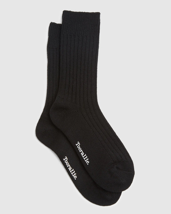 RIBBED MERINO SOCKS | Black