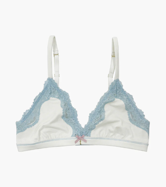 COTTON TRIANGLE LACE BRA in Cloud White by teysha