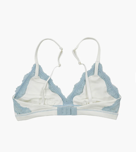 COTTON TRIANGLE LACE BRA in Cloud White by teysha