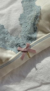 COTTON TRIANGLE LACE BRA in Cloud White by teysha