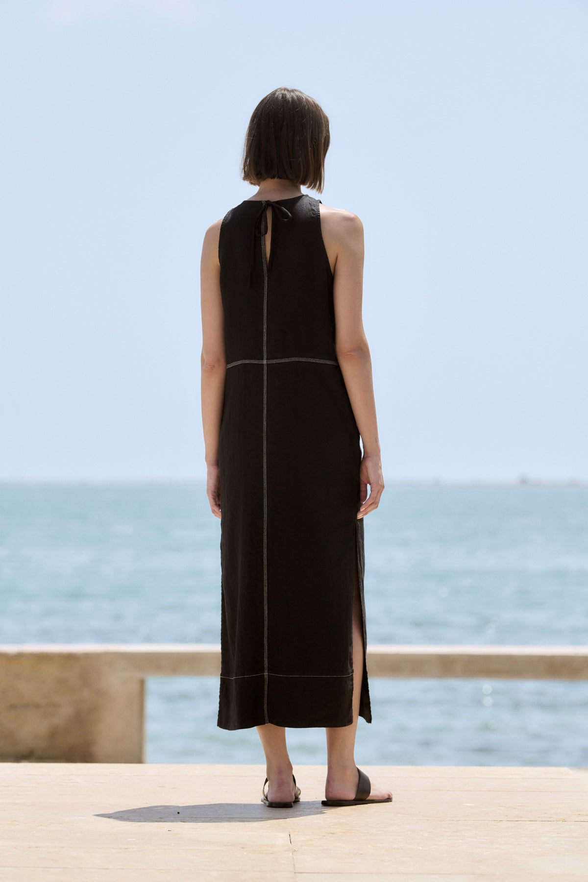 LINEN MAXI DRESS in Black by Sita Murt
