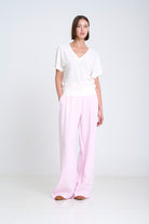 V NECK FINE KNIT SWEATER in Ecru by Sita Murt
