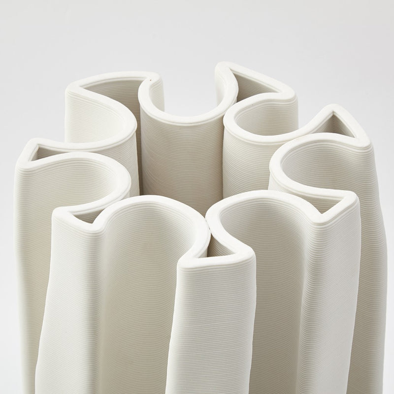BOX PLEAT VASE Medium in Ivory by The Foundry
