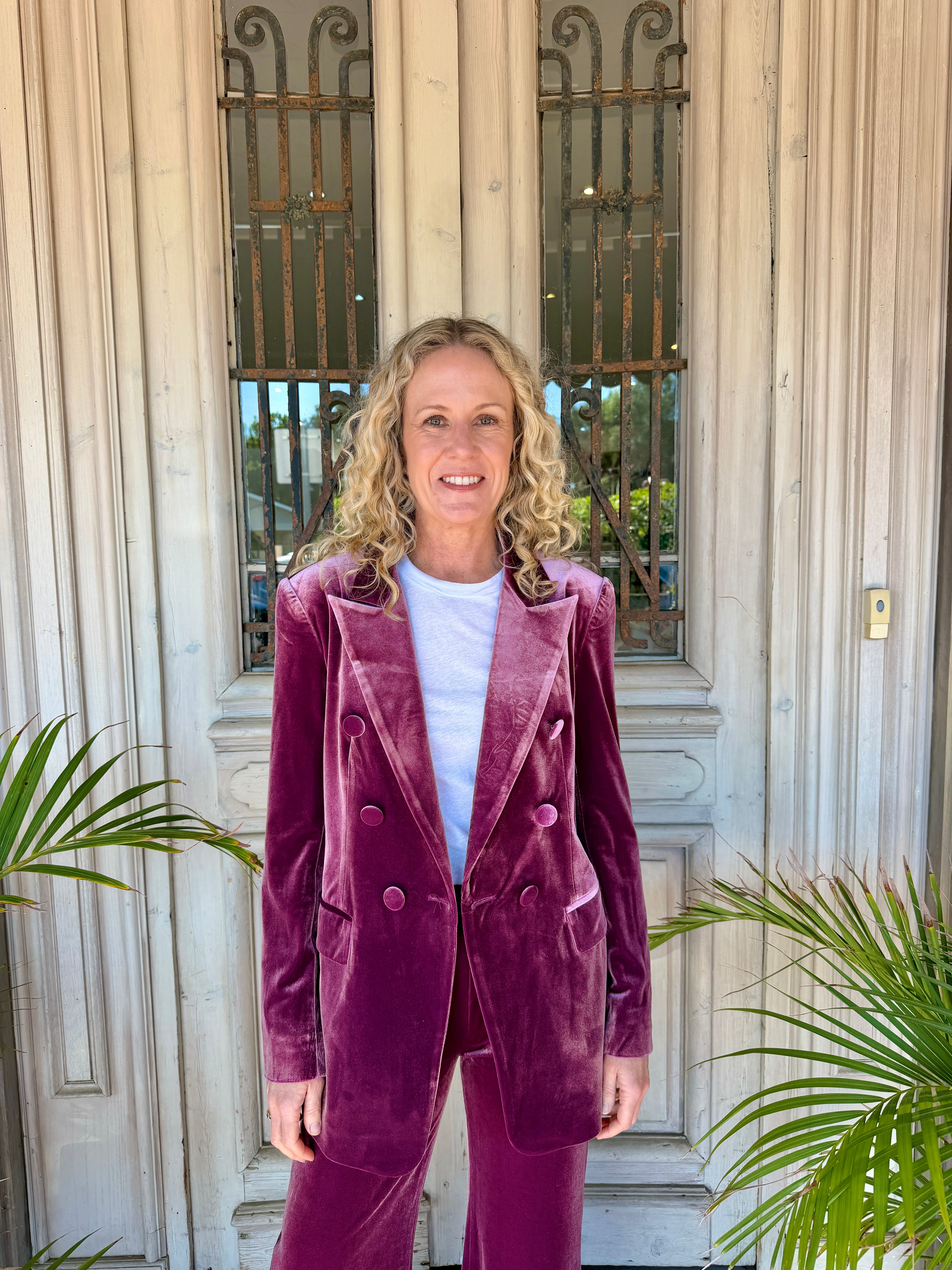 VELVET BLAZER in Dusky Pink by Sophie Moran