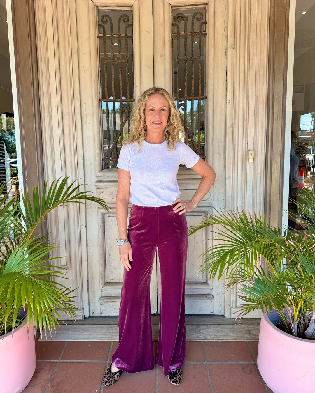 VELVET PANTS in Dusky Pink by Sophie Moran