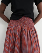 WEAVER SKIRT in Maroon Check by Kowtow