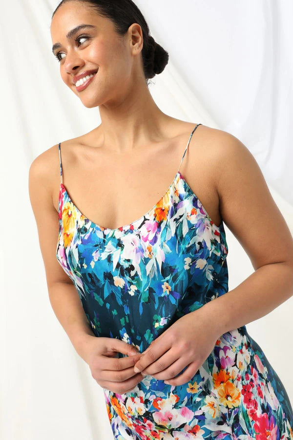 MELODY SLIP MAXI DRESS in Midnight Petal by Kachel