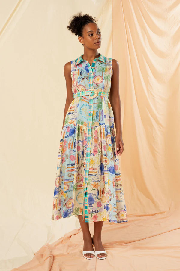 GILDA SLEEVELESS MAXI SHIRTDRESS by Kachel